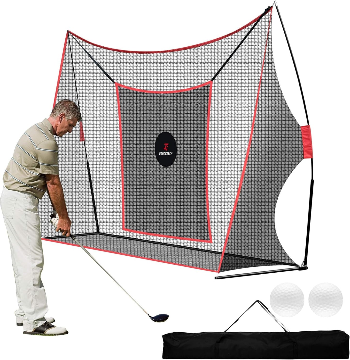 Heavy-Duty Golf Practice Net with High-Impact Chipping Target, Includes Carry Bag and Golf Balls for Indoor and Outdoor Use