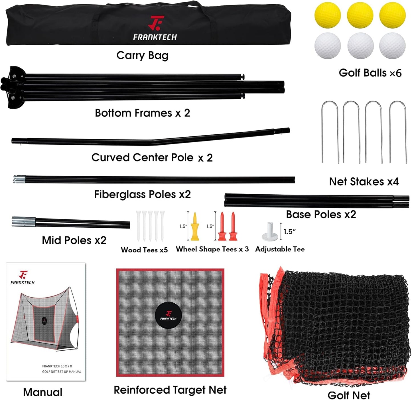 Heavy-Duty Golf Practice Net with High-Impact Chipping Target, Includes Carry Bag and Golf Balls for Indoor and Outdoor Use